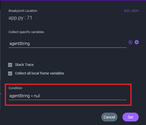 conditional breakpoint