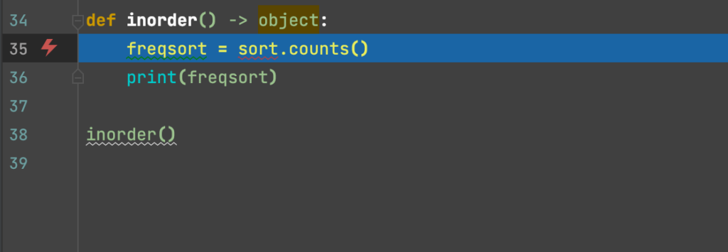Breakpoint added after PyCharm noted something in your code during the debugging process