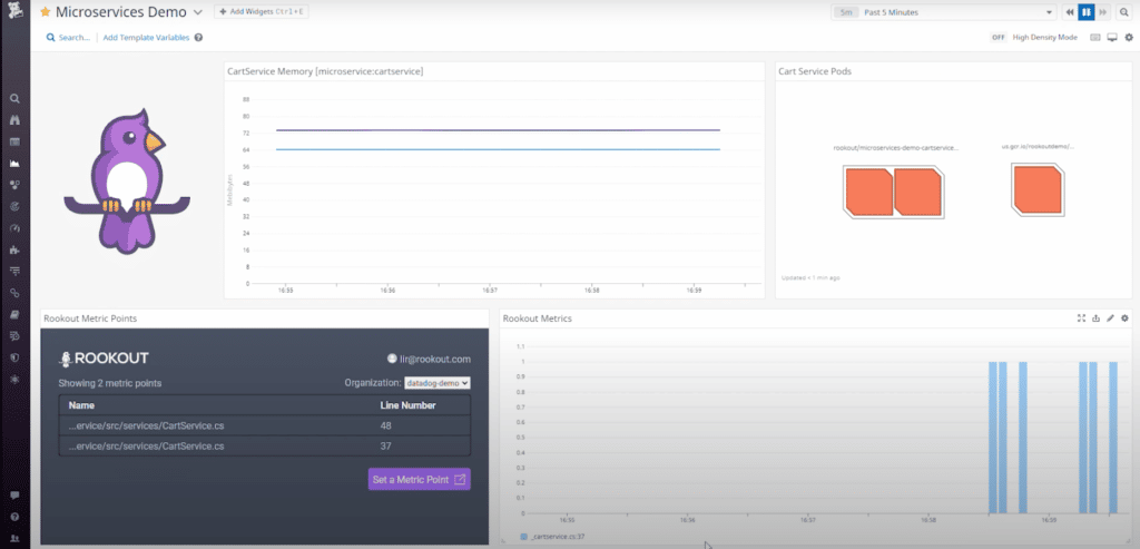 Rookout advanced live debugging integration with Datadog