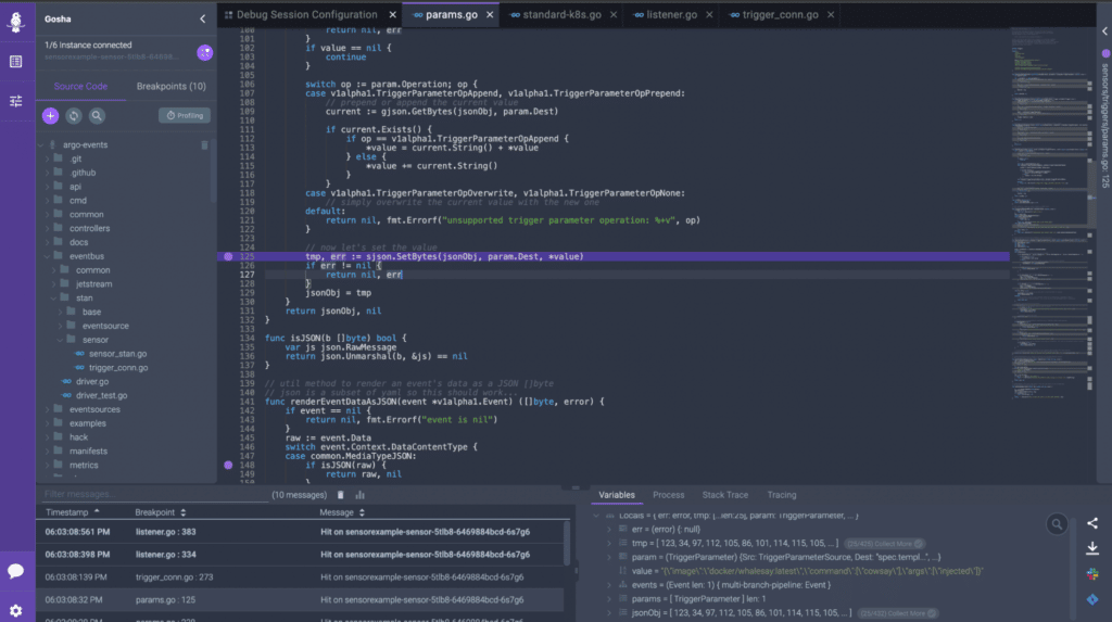 Performing a Kubernetes-native debug by targeting the value